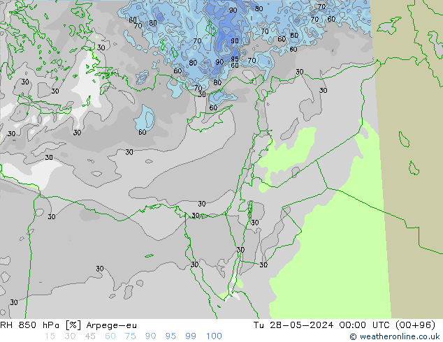 RH 850 hPa Arpege-eu mar 28.05.2024 00 UTC