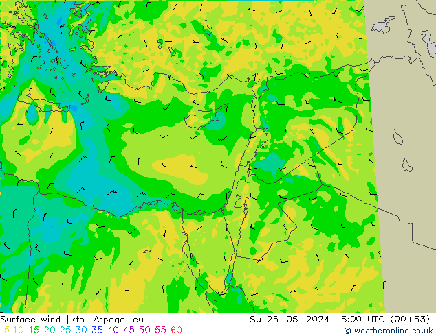 Surface wind Arpege-eu Su 26.05.2024 15 UTC