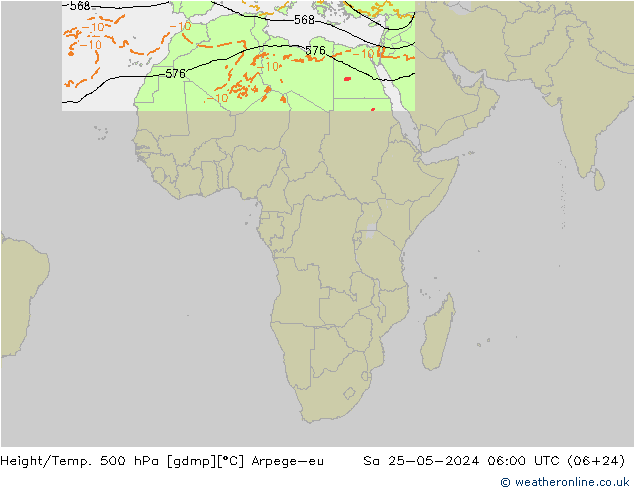 Height/Temp. 500 hPa Arpege-eu Sa 25.05.2024 06 UTC