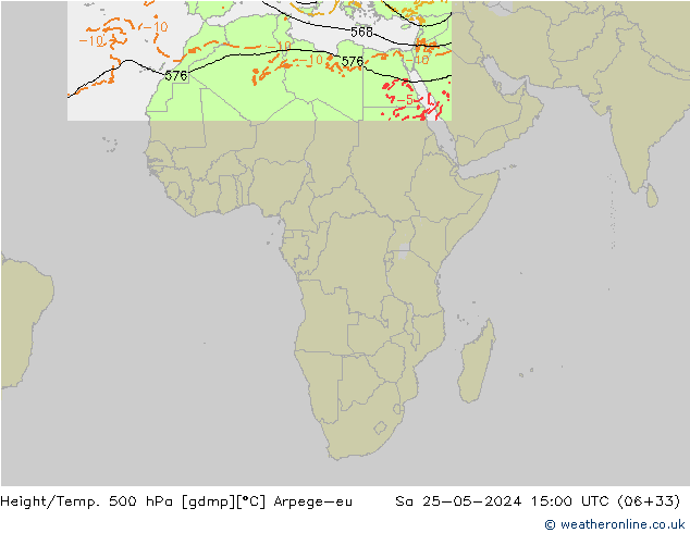 Height/Temp. 500 hPa Arpege-eu Sáb 25.05.2024 15 UTC