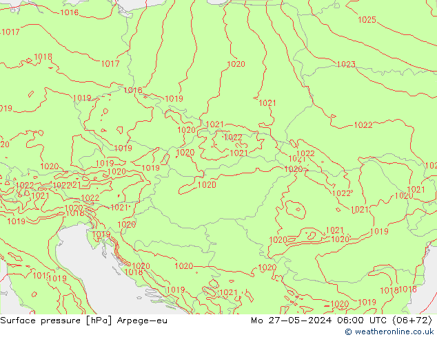 Surface pressure Arpege-eu Mo 27.05.2024 06 UTC