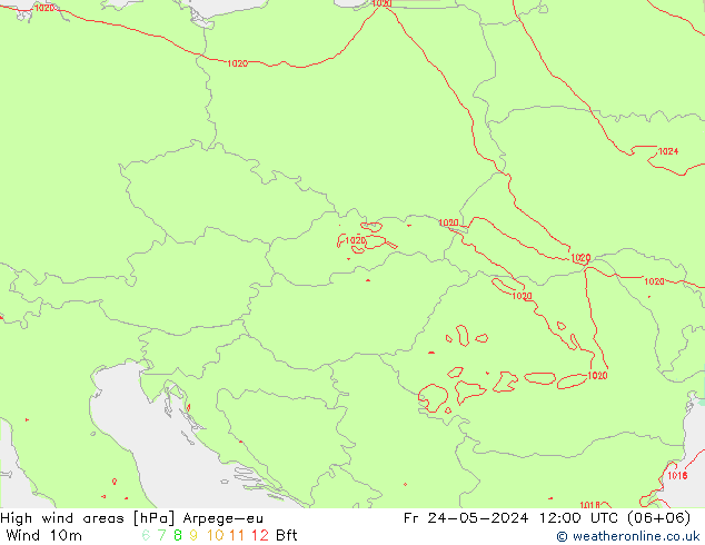 yüksek rüzgarlı alanlar Arpege-eu Cu 24.05.2024 12 UTC