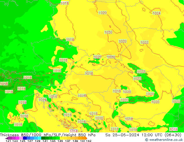 Thck 850-1000 hPa Arpege-eu So 25.05.2024 12 UTC