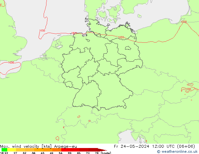 Windböen Arpege-eu Fr 24.05.2024 12 UTC