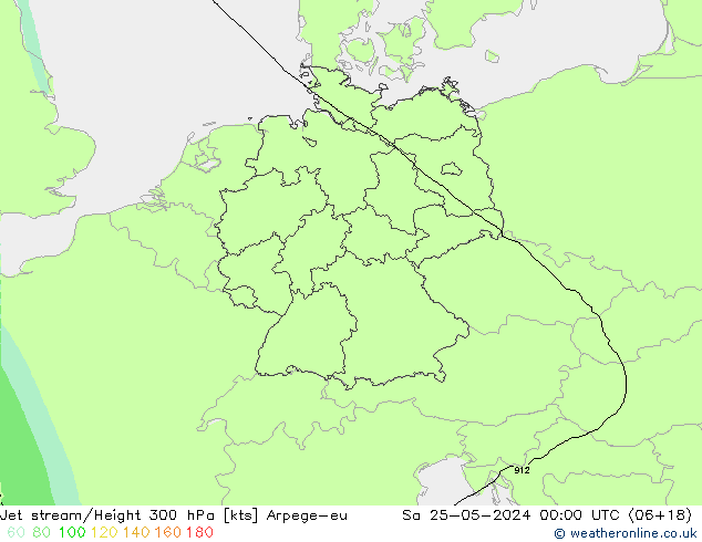 Jet stream Arpege-eu Sáb 25.05.2024 00 UTC