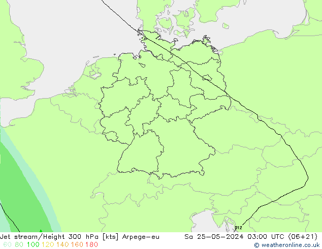 Jet stream/Height 300 hPa Arpege-eu Sa 25.05.2024 03 UTC