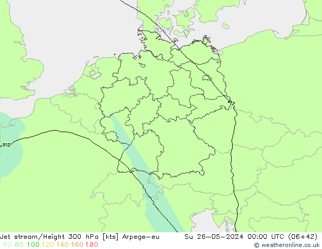 Jet stream/Height 300 hPa Arpege-eu Su 26.05.2024 00 UTC