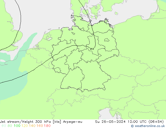 Jet stream/Height 300 hPa Arpege-eu Su 26.05.2024 12 UTC