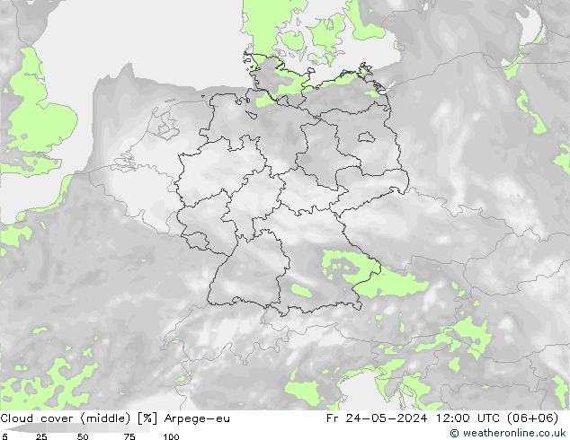 Wolken (mittel) Arpege-eu Fr 24.05.2024 12 UTC