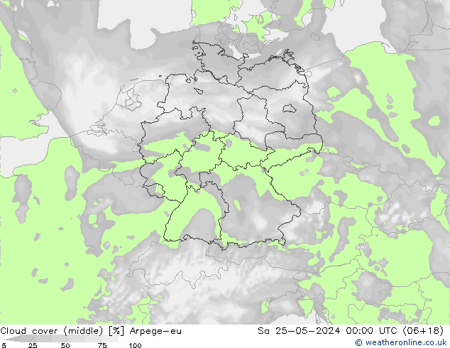 облака (средний) Arpege-eu сб 25.05.2024 00 UTC