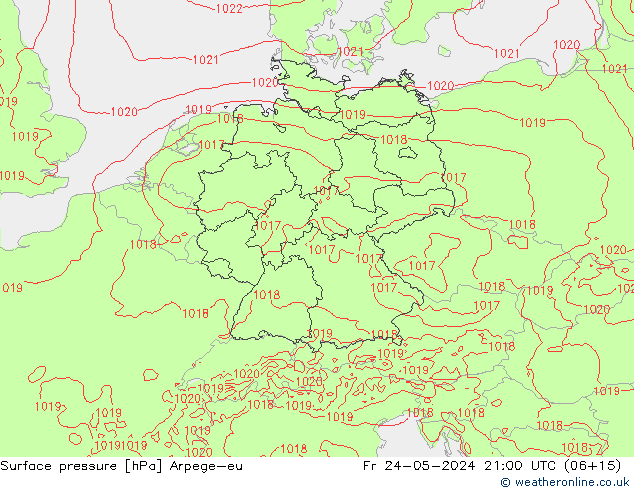 Surface pressure Arpege-eu Fr 24.05.2024 21 UTC