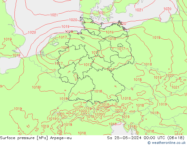 Surface pressure Arpege-eu Sa 25.05.2024 00 UTC