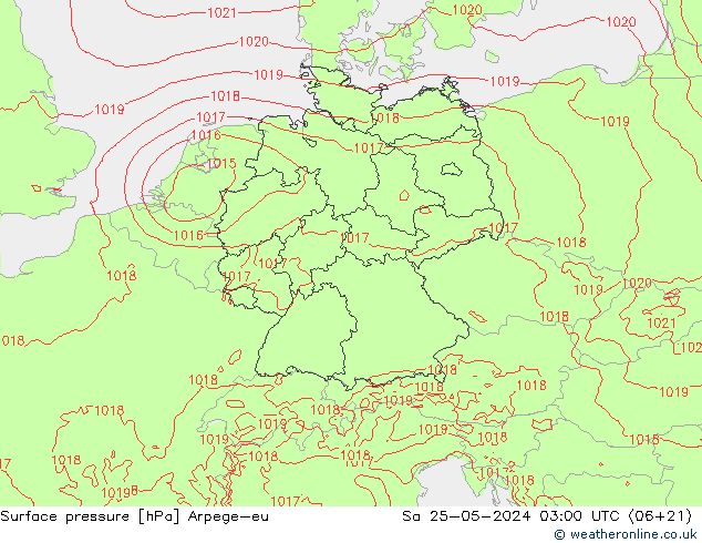 Surface pressure Arpege-eu Sa 25.05.2024 03 UTC