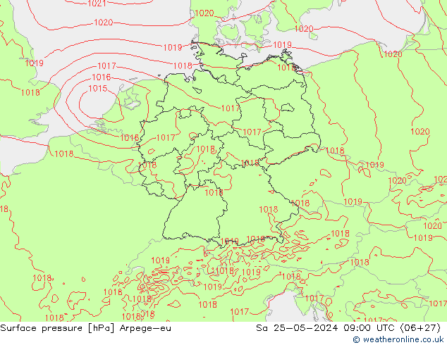 приземное давление Arpege-eu сб 25.05.2024 09 UTC