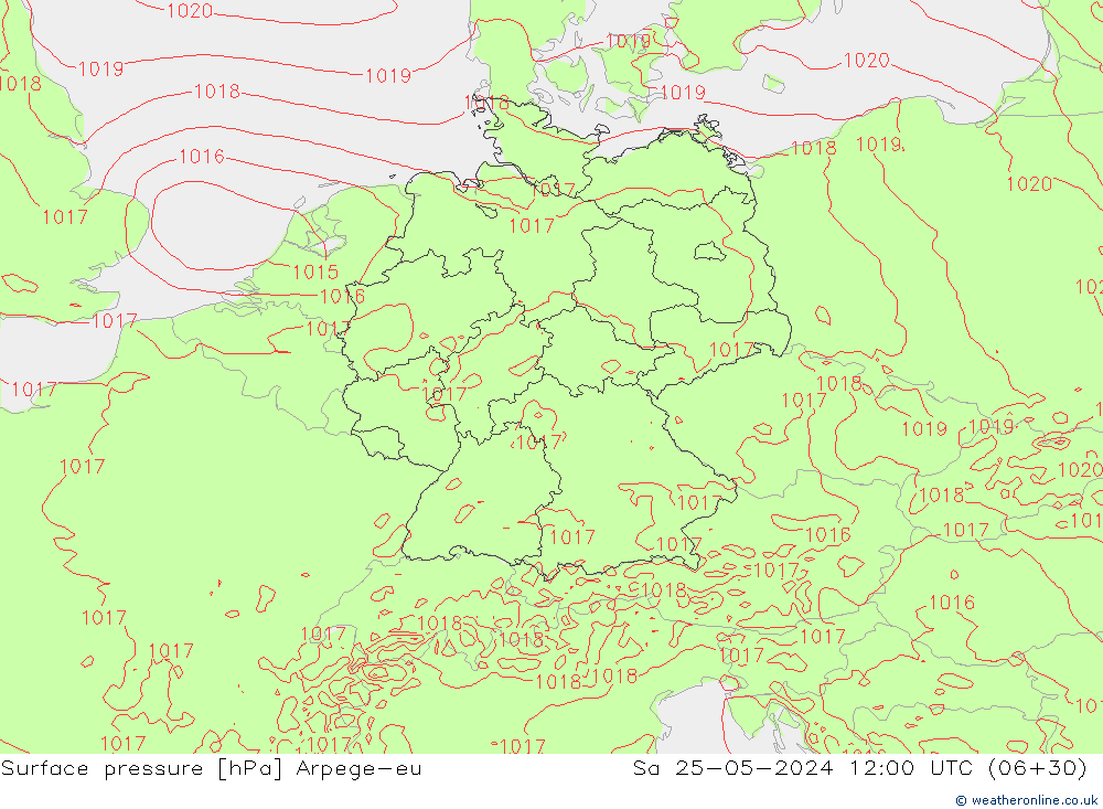 Luchtdruk (Grond) Arpege-eu za 25.05.2024 12 UTC