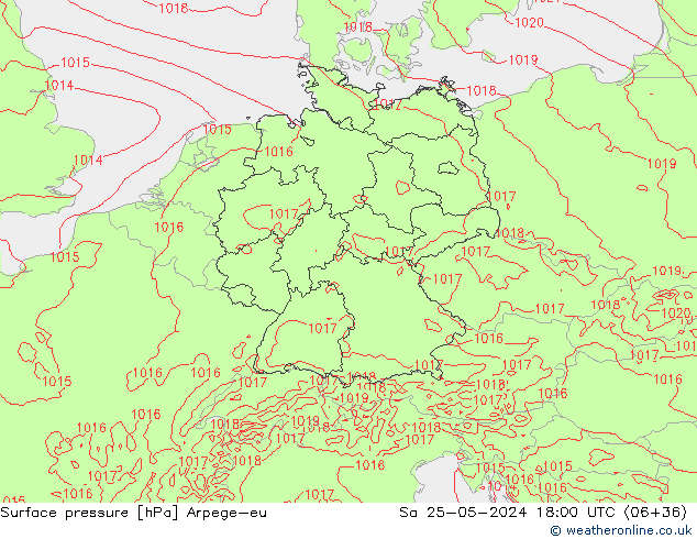 Bodendruck Arpege-eu Sa 25.05.2024 18 UTC