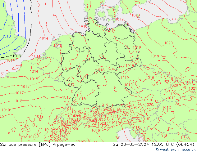 Atmosférický tlak Arpege-eu Ne 26.05.2024 12 UTC