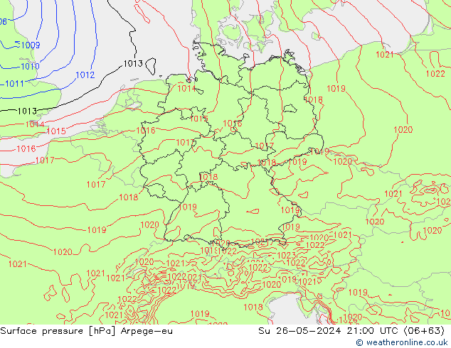 Luchtdruk (Grond) Arpege-eu zo 26.05.2024 21 UTC