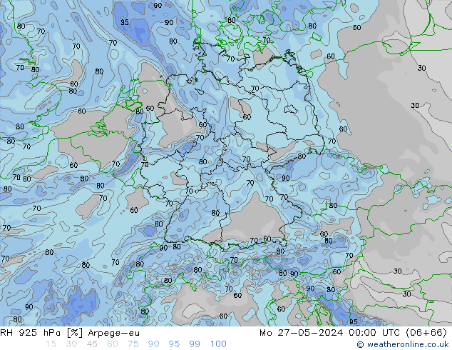 RV 925 hPa Arpege-eu ma 27.05.2024 00 UTC