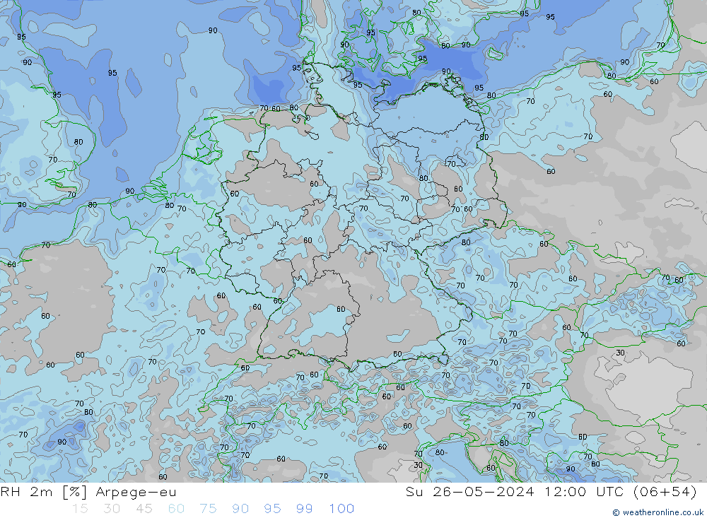 RH 2m Arpege-eu Su 26.05.2024 12 UTC