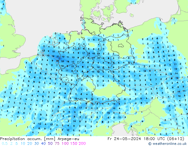 Precipitation accum. Arpege-eu pt. 24.05.2024 18 UTC