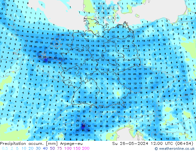 Toplam Yağış Arpege-eu Paz 26.05.2024 12 UTC