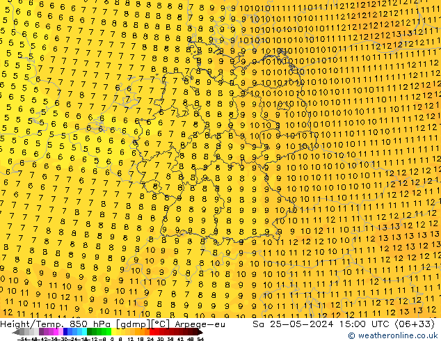 Yükseklik/Sıc. 850 hPa Arpege-eu Cts 25.05.2024 15 UTC