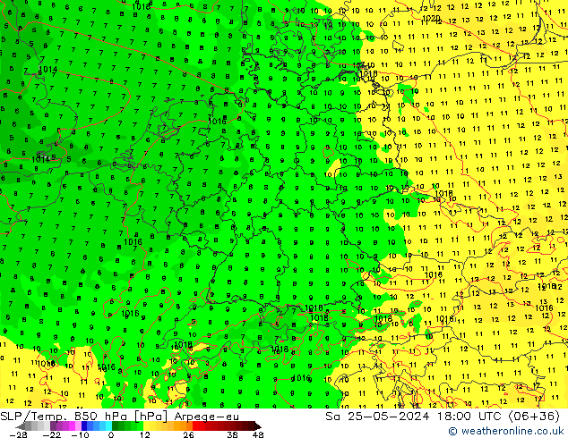 SLP/Temp. 850 hPa Arpege-eu so. 25.05.2024 18 UTC