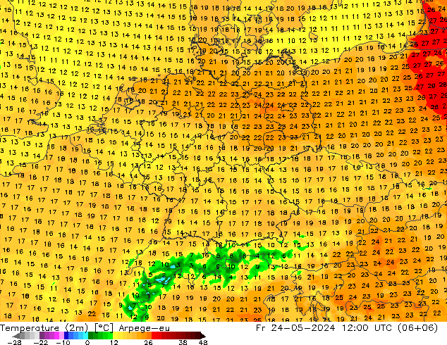 Temperature (2m) Arpege-eu Fr 24.05.2024 12 UTC