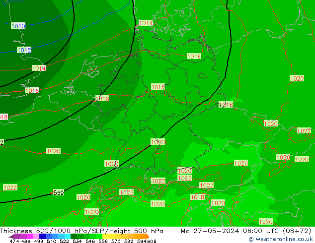 500-1000 hPa Kalınlığı Arpege-eu Pzt 27.05.2024 06 UTC