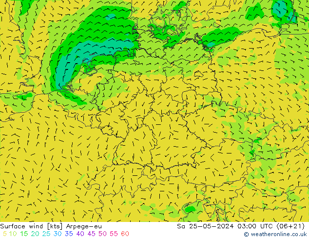 Surface wind Arpege-eu So 25.05.2024 03 UTC