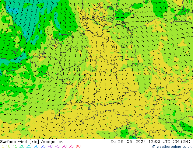 风 10 米 Arpege-eu 星期日 26.05.2024 12 UTC