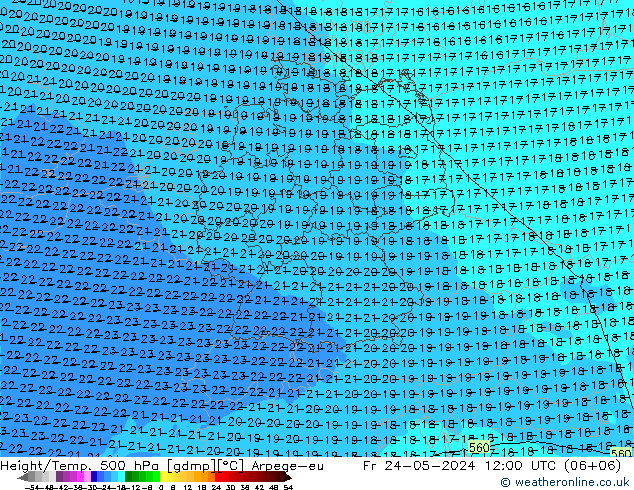 Hoogte/Temp. 500 hPa Arpege-eu vr 24.05.2024 12 UTC