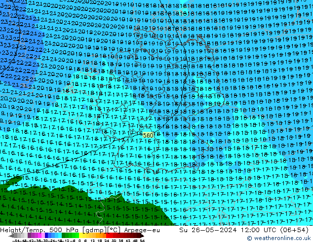 Height/Temp. 500 hPa Arpege-eu Su 26.05.2024 12 UTC