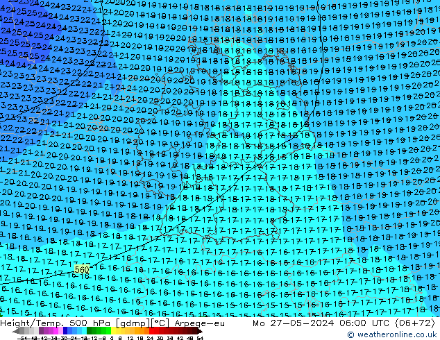 Géop./Temp. 500 hPa Arpege-eu lun 27.05.2024 06 UTC