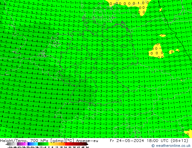 Height/Temp. 700 hPa Arpege-eu ven 24.05.2024 18 UTC