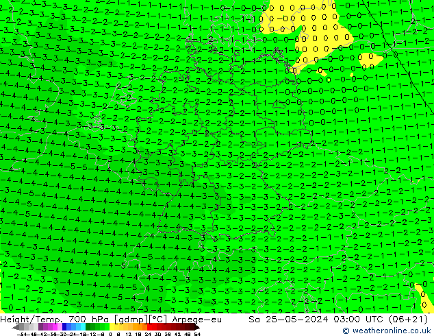 Height/Temp. 700 hPa Arpege-eu Sa 25.05.2024 03 UTC