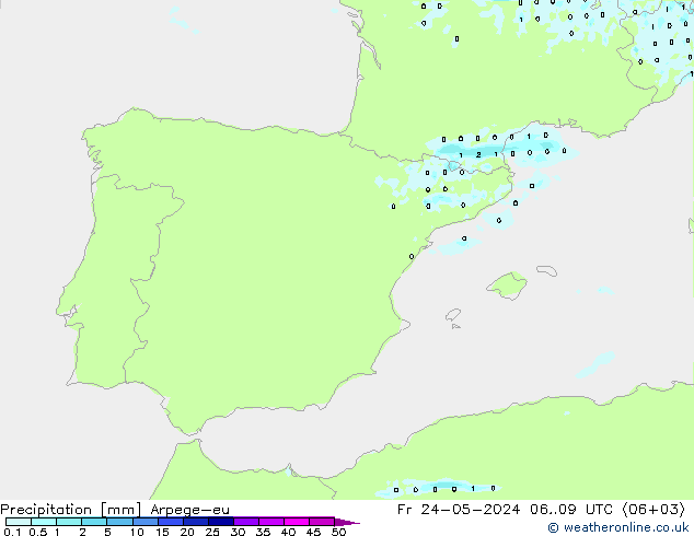 Precipitación Arpege-eu vie 24.05.2024 09 UTC