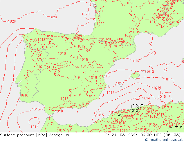 Bodendruck Arpege-eu Fr 24.05.2024 09 UTC