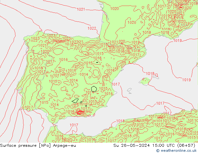 Surface pressure Arpege-eu Su 26.05.2024 15 UTC