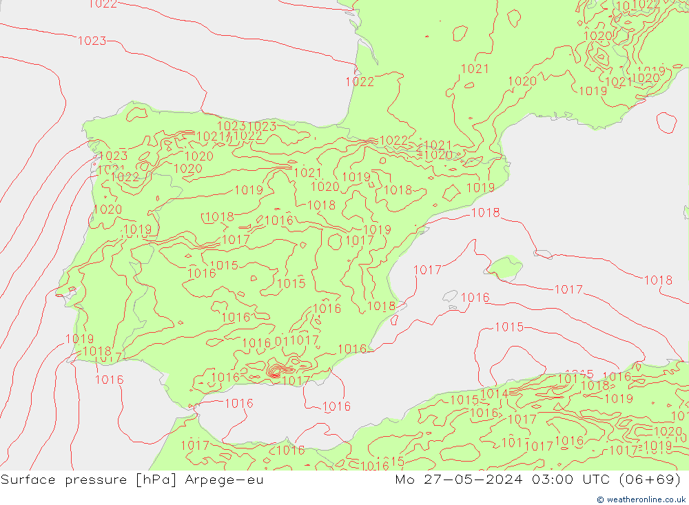 pression de l'air Arpege-eu lun 27.05.2024 03 UTC