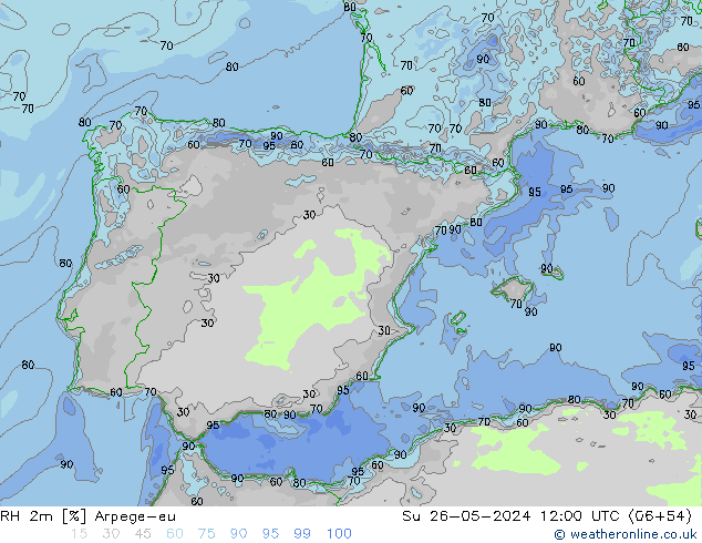 RH 2m Arpege-eu  26.05.2024 12 UTC