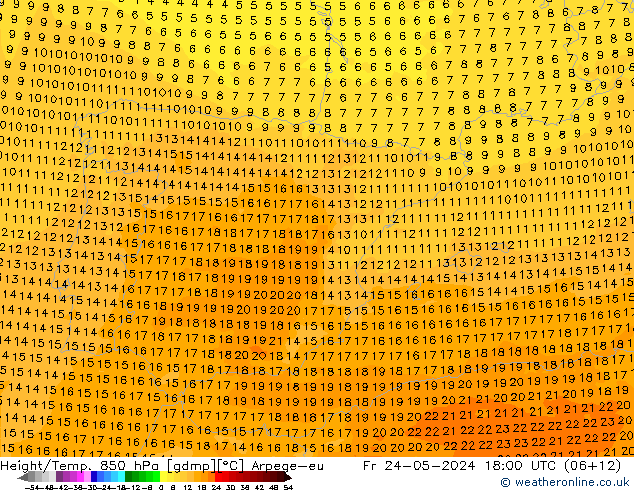 Height/Temp. 850 hPa Arpege-eu Fr 24.05.2024 18 UTC