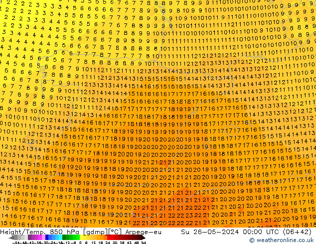 Géop./Temp. 850 hPa Arpege-eu dim 26.05.2024 00 UTC