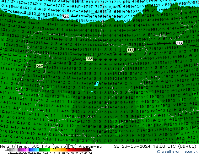 Height/Temp. 500 hPa Arpege-eu Dom 26.05.2024 18 UTC