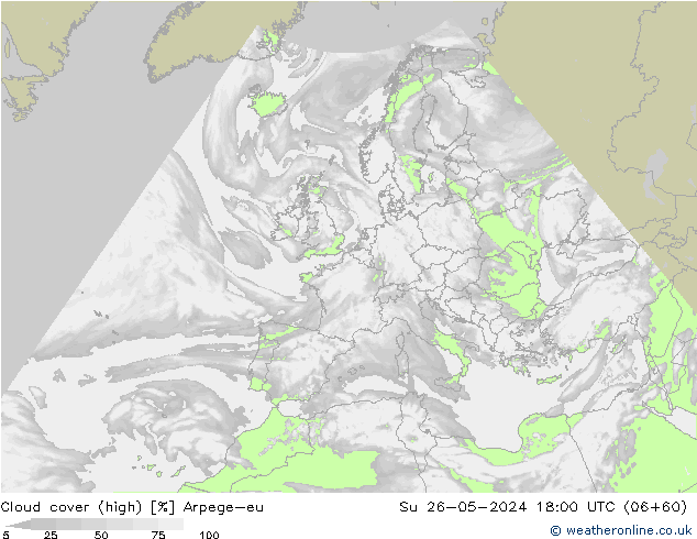 zachmurzenie (wysokie) Arpege-eu nie. 26.05.2024 18 UTC