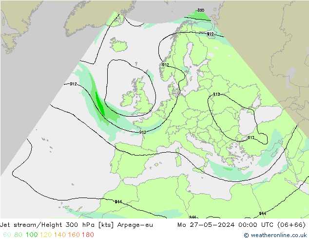 Jet stream/Height 300 hPa Arpege-eu Po 27.05.2024 00 UTC