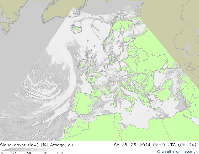 Wolken (tief) Arpege-eu Sa 25.05.2024 06 UTC