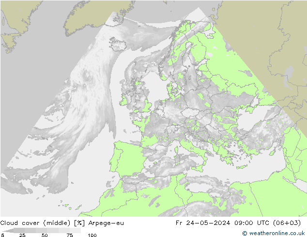 Wolken (mittel) Arpege-eu Fr 24.05.2024 09 UTC