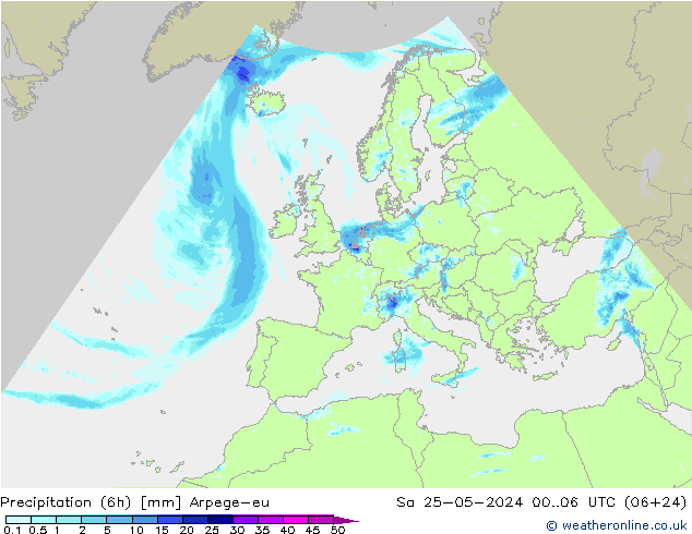 Yağış (6h) Arpege-eu Cts 25.05.2024 06 UTC